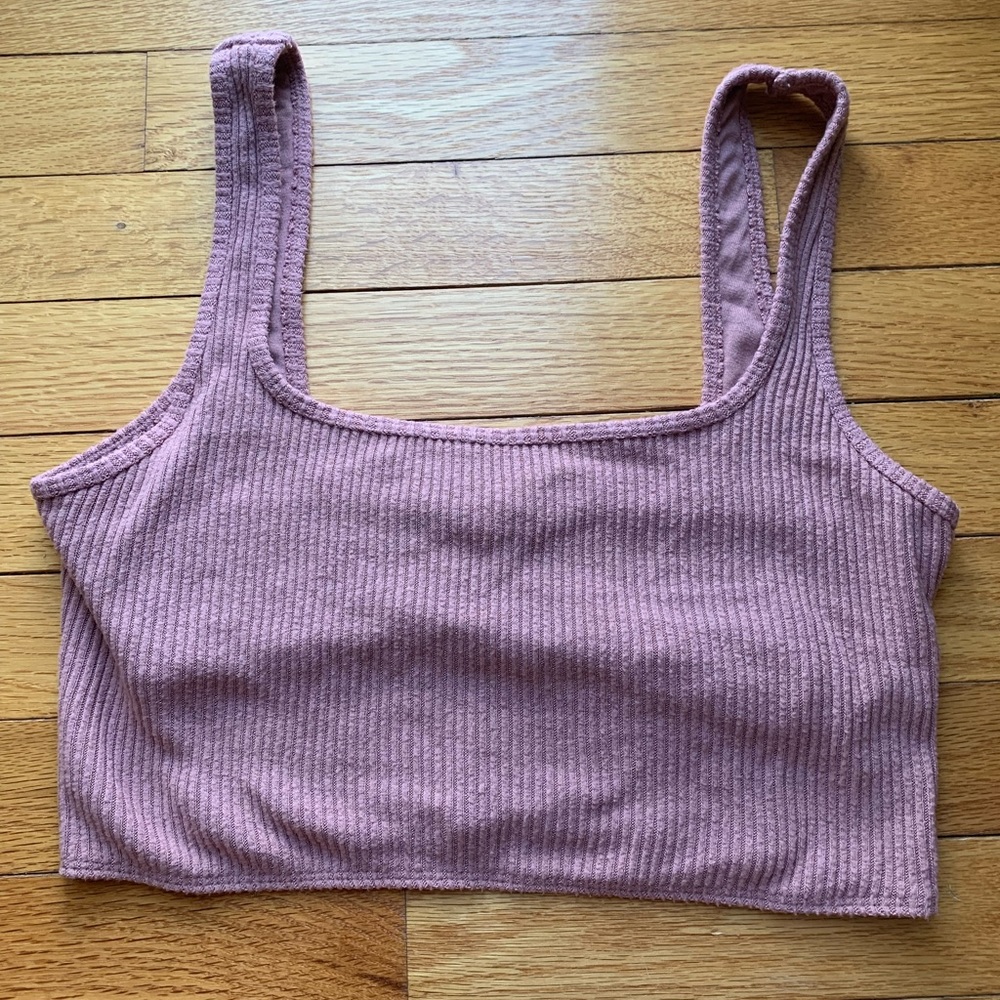Abercrombie pink ribbed crop tank top